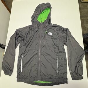The North Face Boys Med Reversible Breezeway WindWall Jacket Grey Green Spring